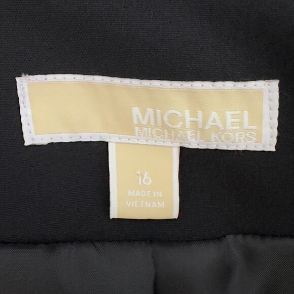 MICHAEL Michael Kors Women's Ruched Sleeve One Button Blazer 16 Black Plus Size - Picture 6 of 10